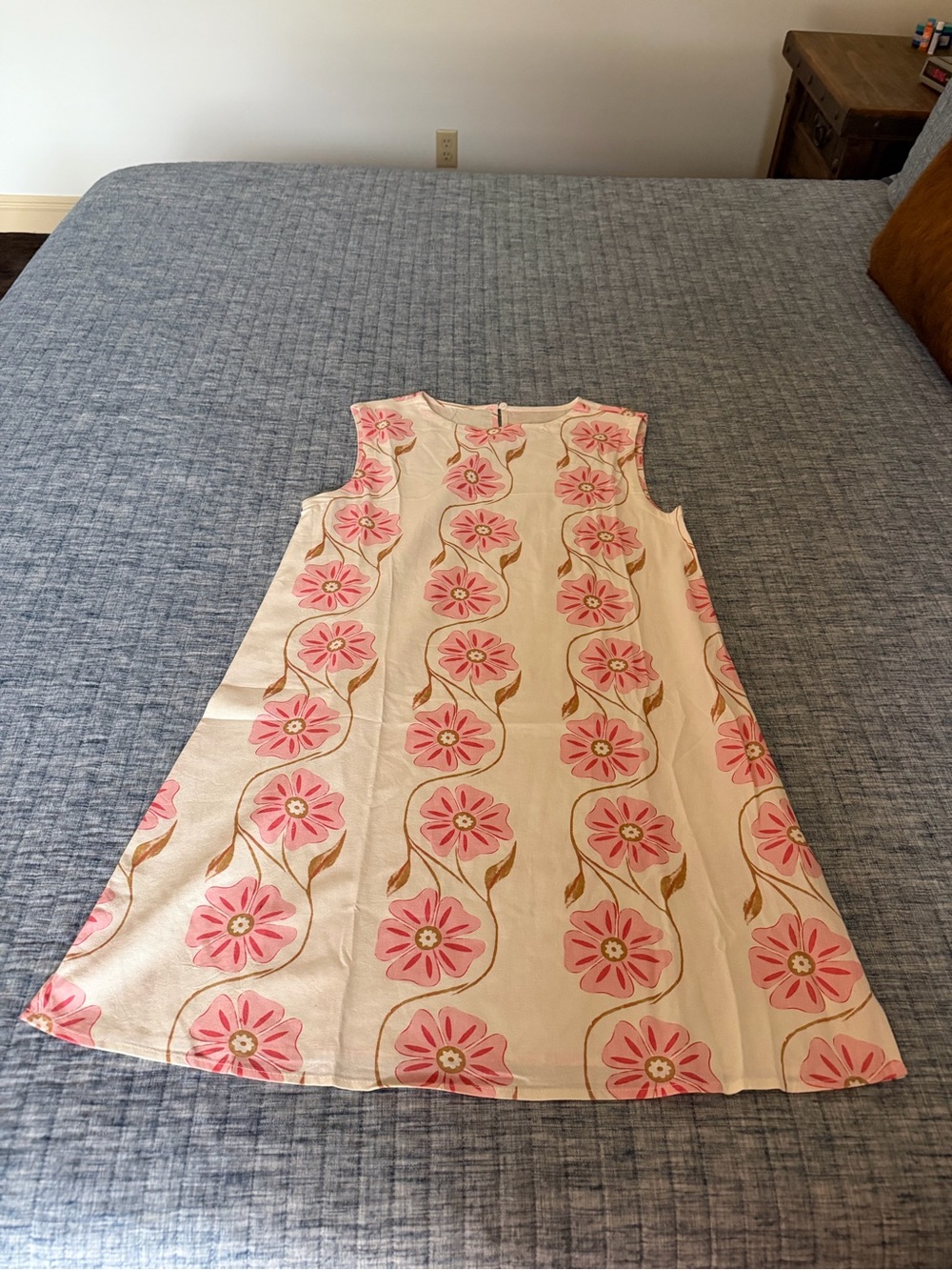 Commense Cream Dress with Pink Floral Motif